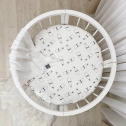 Husa saltea rotunda patut bebe copii cu elastic, Milk